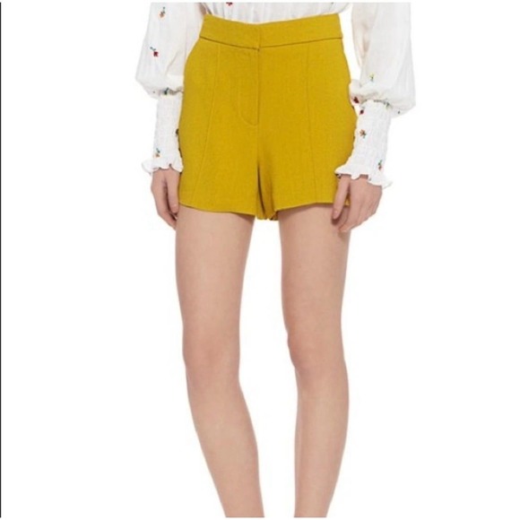 A.L.C. Cohen High Waist Shorts $365 Citrine Size 6 Mustard Yellow Tailored Fit - Picture 10 of 10